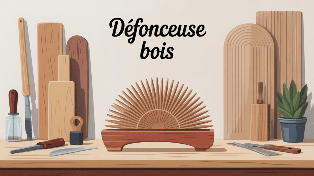 A quoi sert une défonceuse, visuel stylisé avec fraises et panneaux