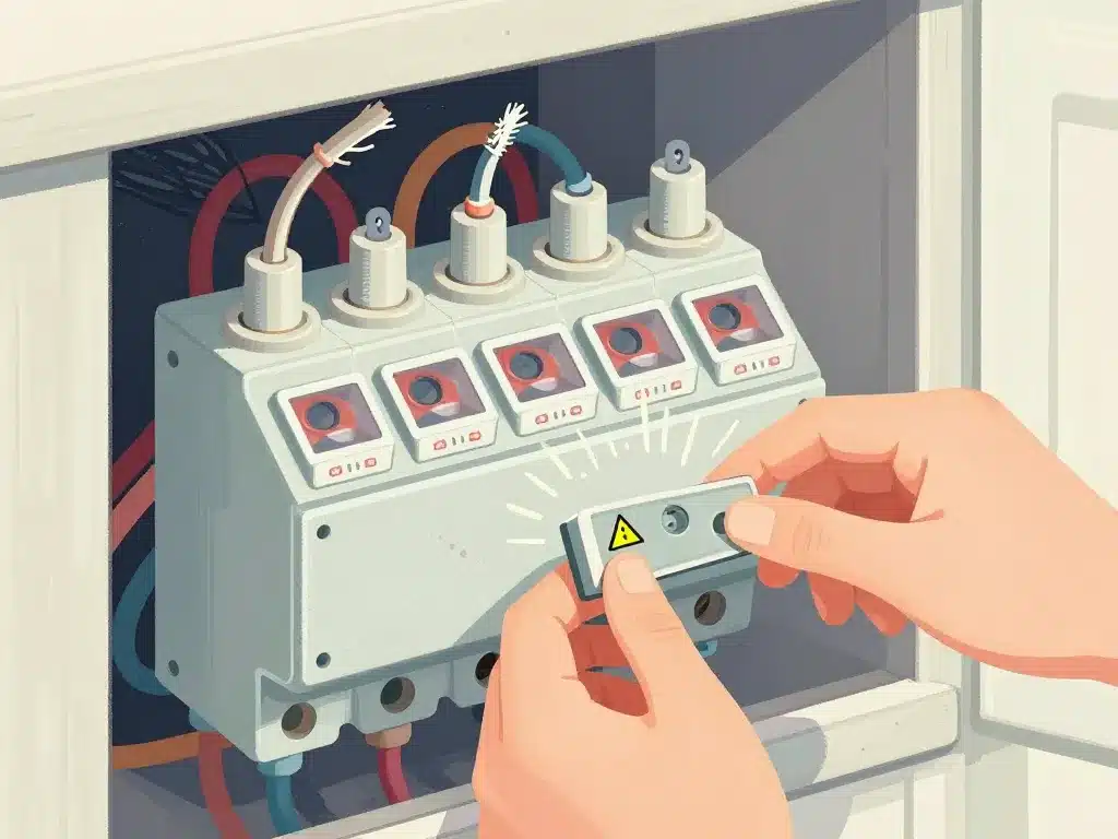 inspection ancien tableau électrique avec fusible diagnostic visuel