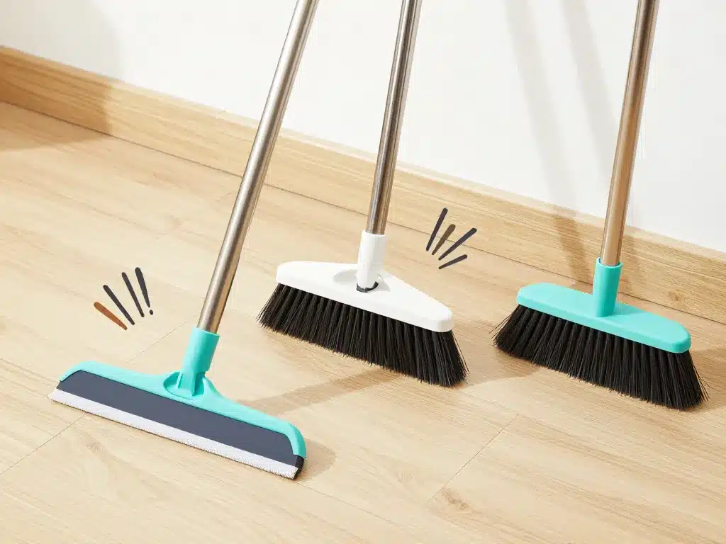 balai en silicone modèles plats brosse 2-en-1 pour sols