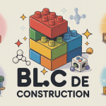 illustration bloc de construction jouet matériau molécule