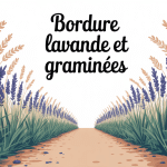 bordure lavande et graminées en illustration vectorielle moderne