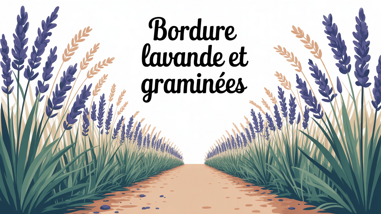 bordure lavande et graminées en illustration vectorielle moderne