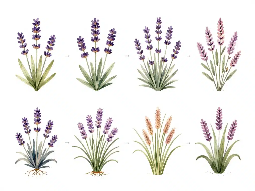 différentes variétés pour bordure lavande et graminées