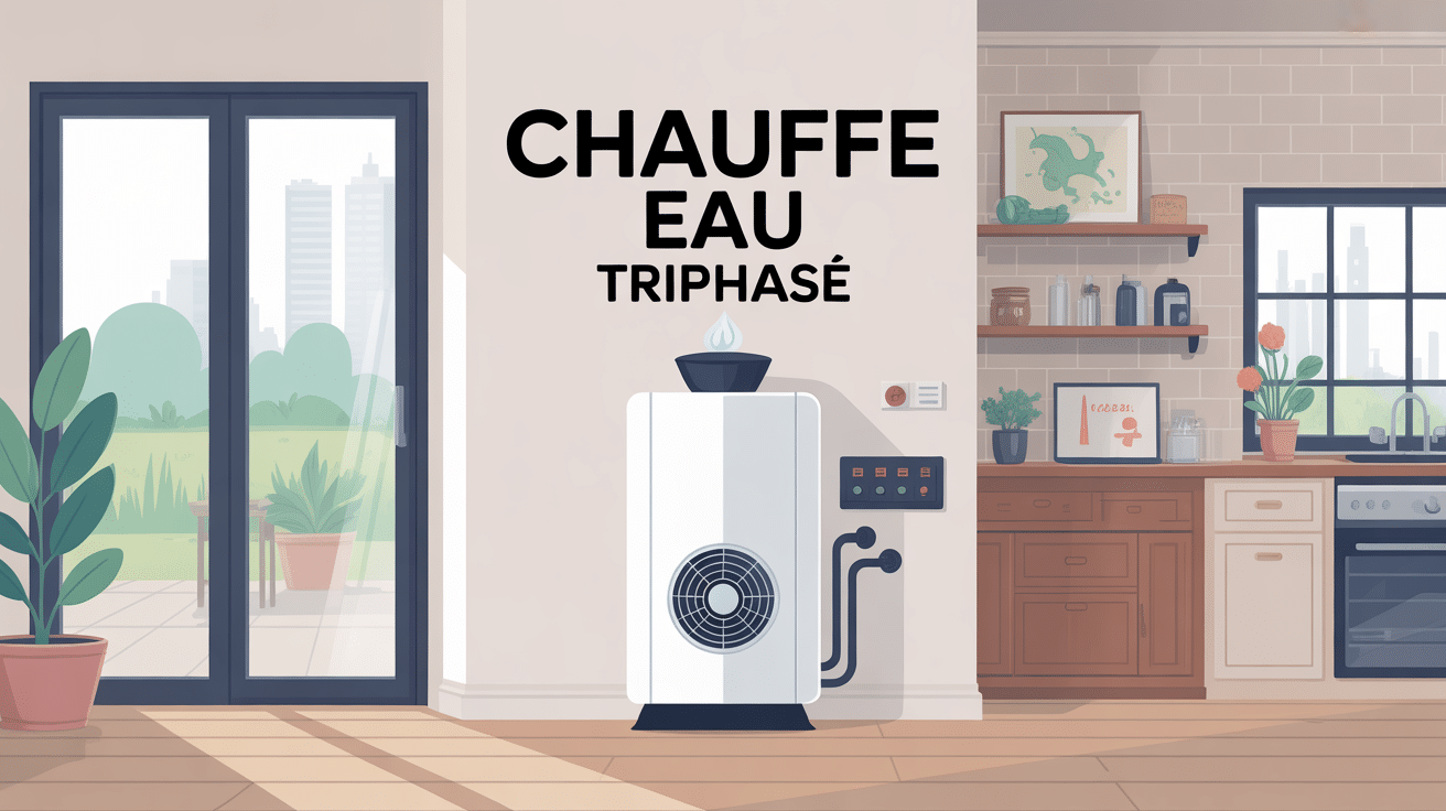 chauffe eau triphasé dans intérieur moderne avec tableau électrique