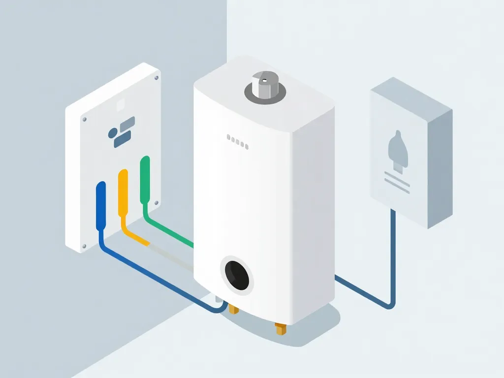 schéma concept chauffe eau triphasé et tableau électrique