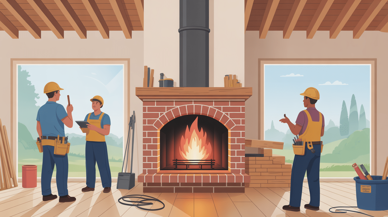 illustration chevetre cheminée maison plancher ouvert conduit