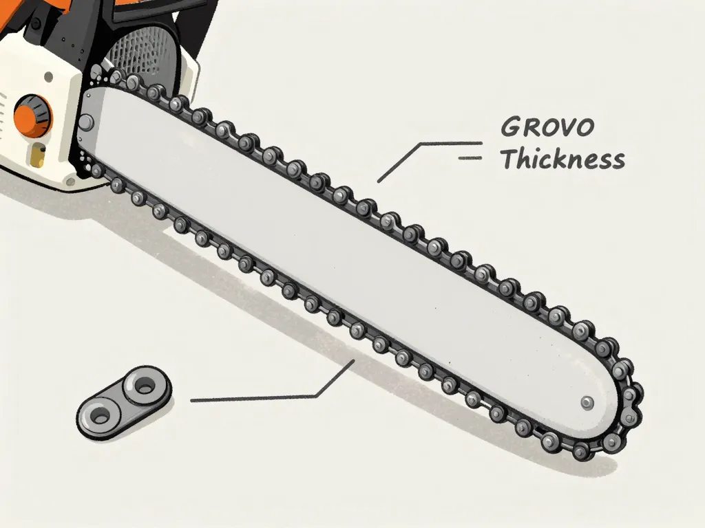 paramètres entraxe rainure de guide de tronçonneuse mesurés