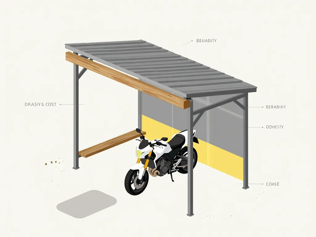 matériaux dimensions construire un abri moto pas cher