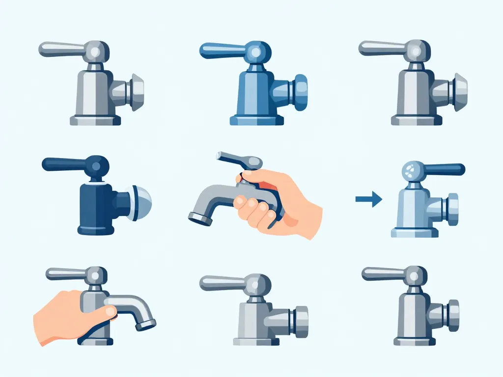 dans quel sens fermer un robinet, schéma mouvement fermeture