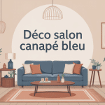Déco salon canapé bleu, ambiance harmonieuse illustration