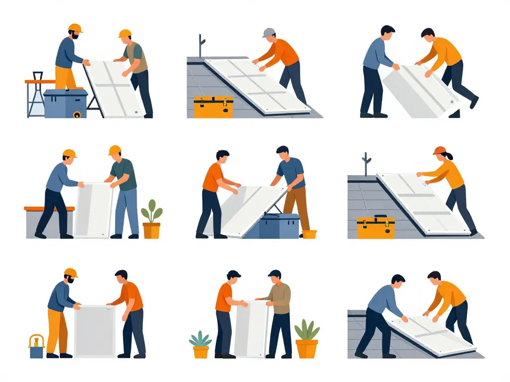 Étapes clés pose panneau sandwich toiture illustration