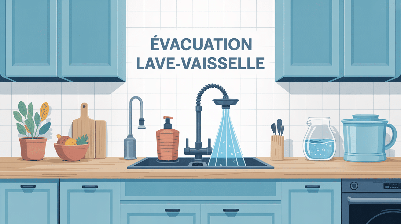 illustration évacuation lave vaisselle cuisine moderne
