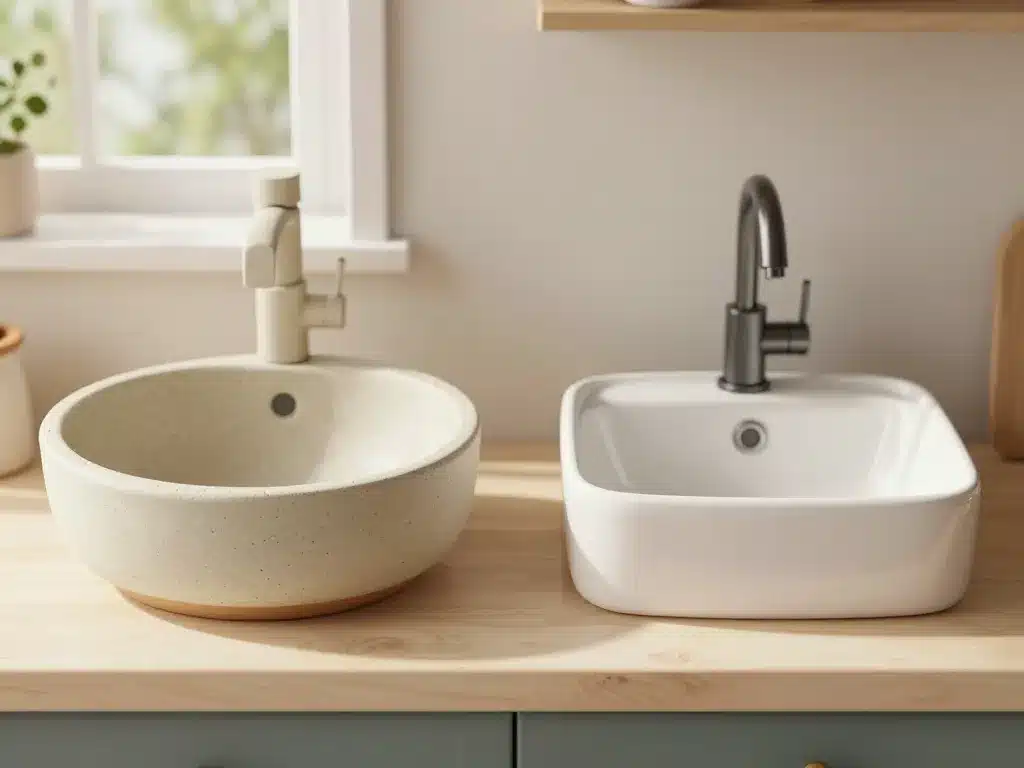 Comparaison évier en grès ou céramique textures et couleurs