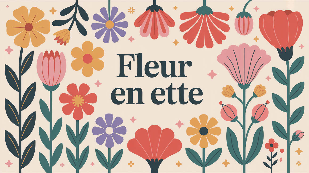 Illustration de fleurs en ette stylisées sur fond pastel