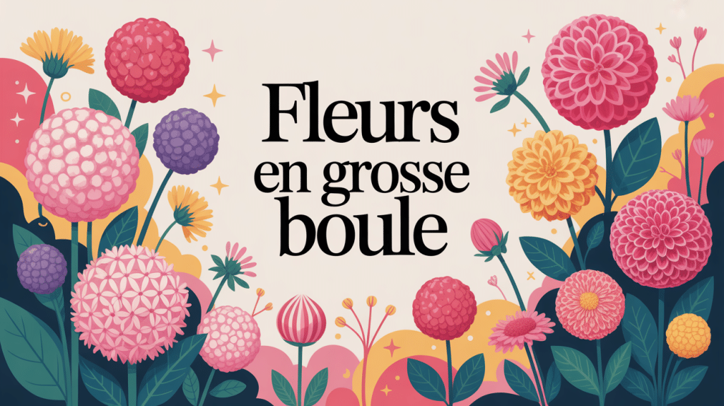 Illustration fleurs grosse boule hortensias alliums dahlias