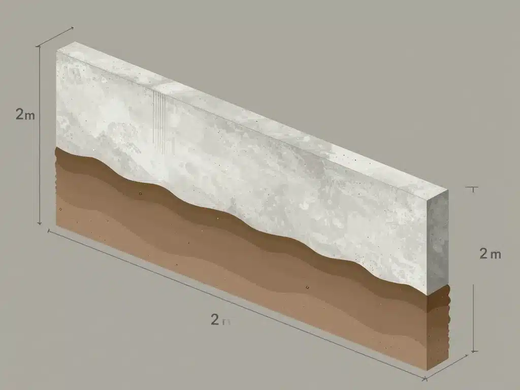 Schéma dimensions fondation mur soutenement 2m