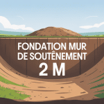 Illustration coupe fondation mur soutenement 2m sur terrain