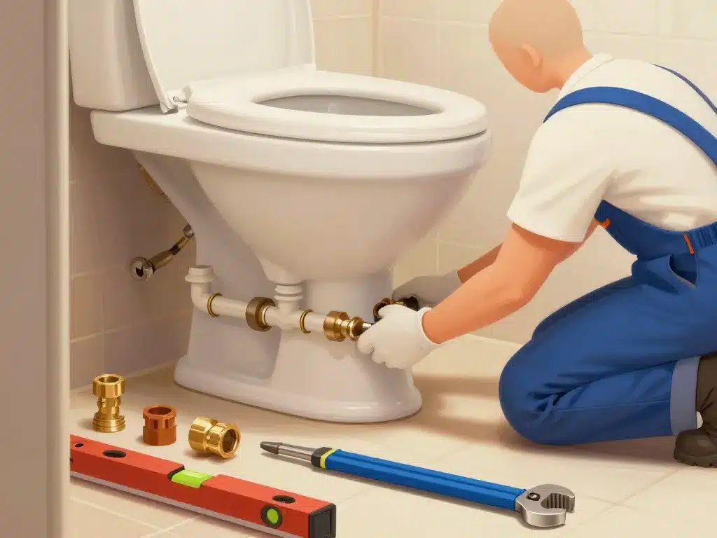 illustration installation hauteur evacuation wc étapes et outils