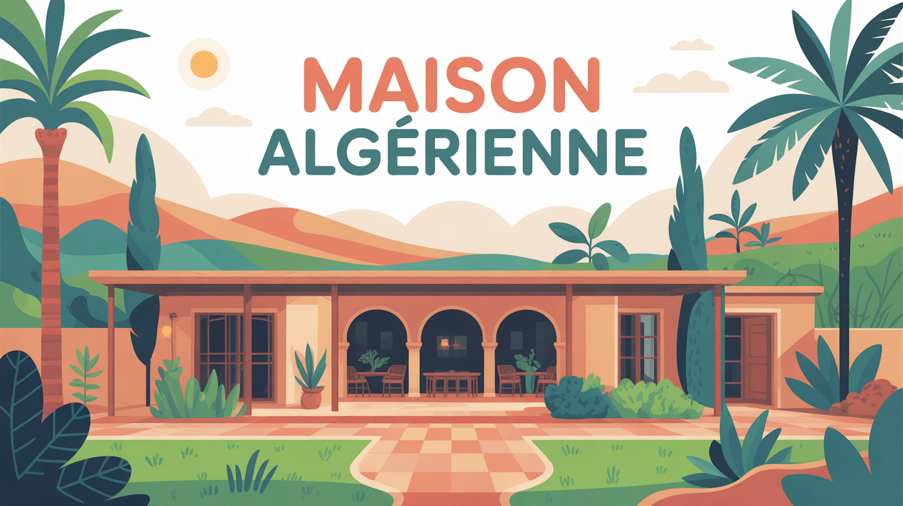 illustration maison algerienne mixte patio moderne traditionnelle