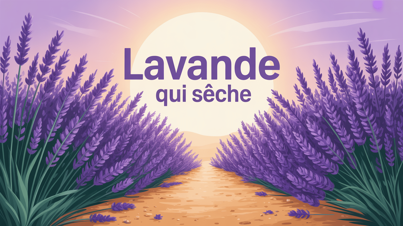 Illustration maladie lavande qui sèche flétrie et vigoureuse