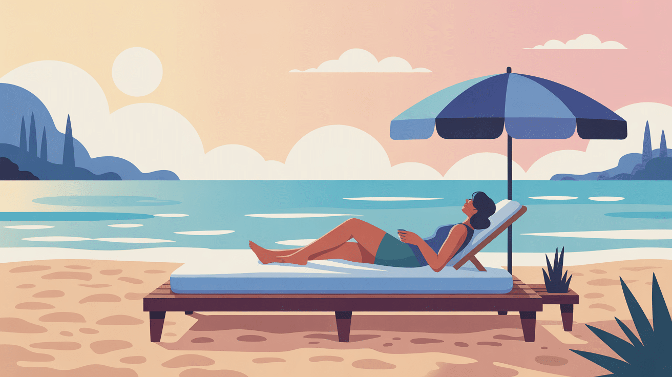 matelas de plage pour galets posé sur galets détente