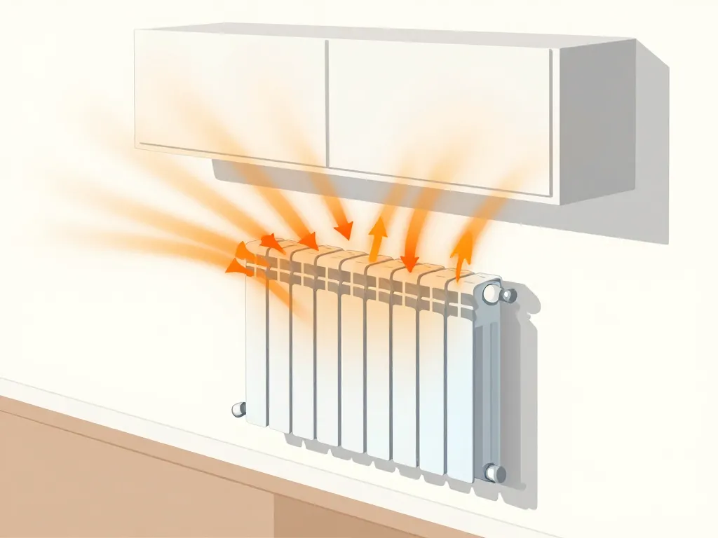 Schéma circulation chaleur meuble sur radiateur