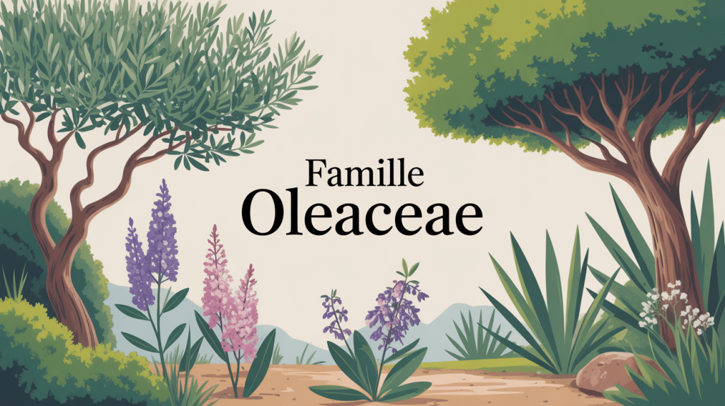 Illustration de la diversité botanique de la oleaceae family en jardin méditerranéen