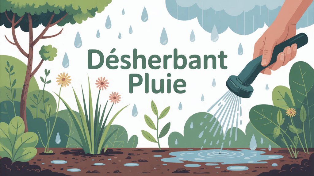 peut on mettre du désherbant quand il pleut illustration vectorielle jardin pluie