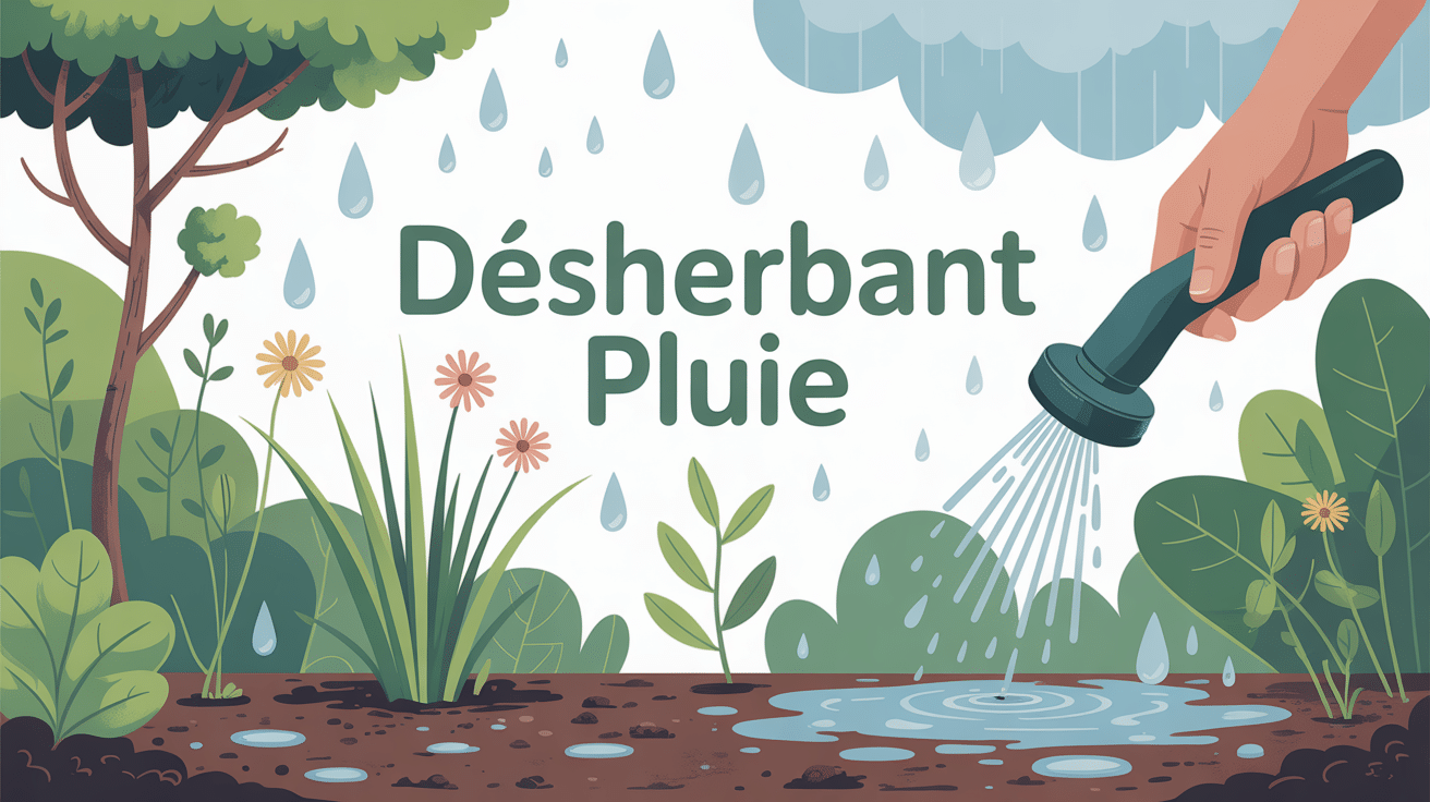 peut on mettre du désherbant quand il pleut illustration vectorielle jardin pluie