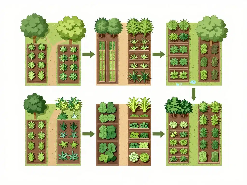 schéma étape par étape plan de potager permaculture