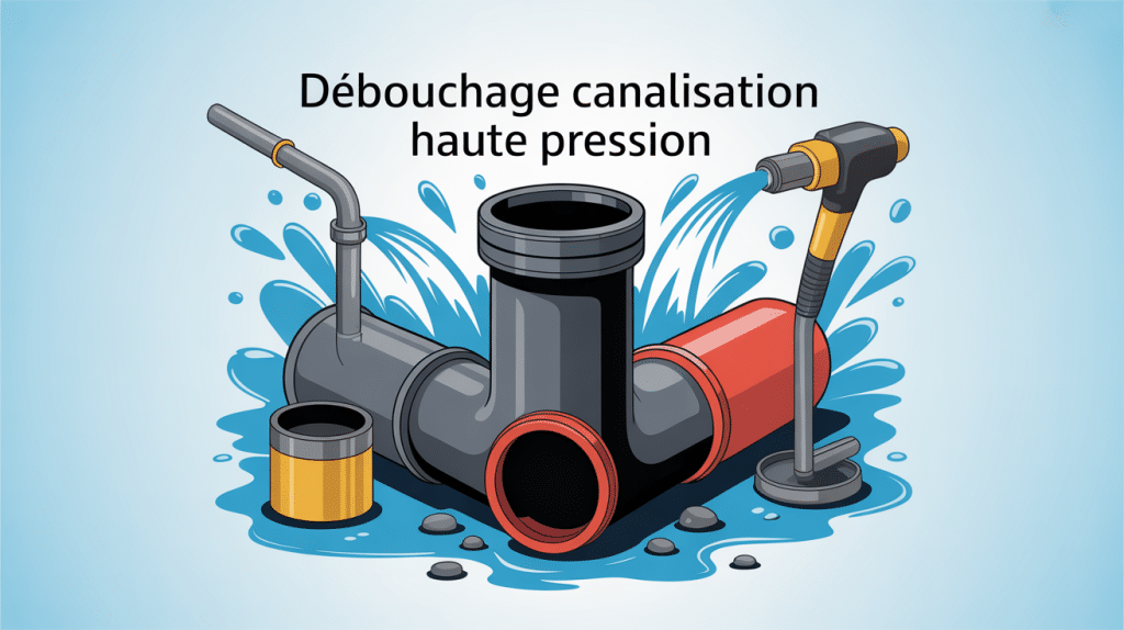 Illustration prix debouchage canalisation haute pression outils et eau