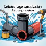 Illustration prix debouchage canalisation haute pression outils et eau