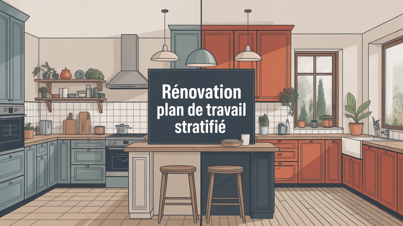 illustration renover plan de travail stratifié avant après