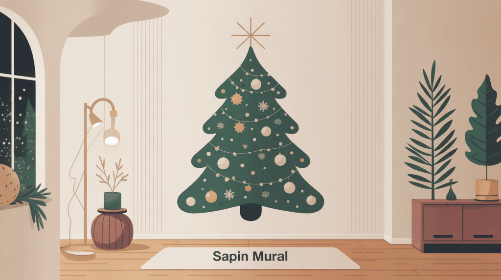illustration sapin mural décoratif intérieur moderne