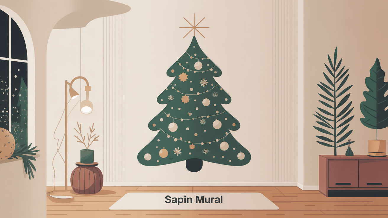 illustration sapin mural décoratif intérieur moderne