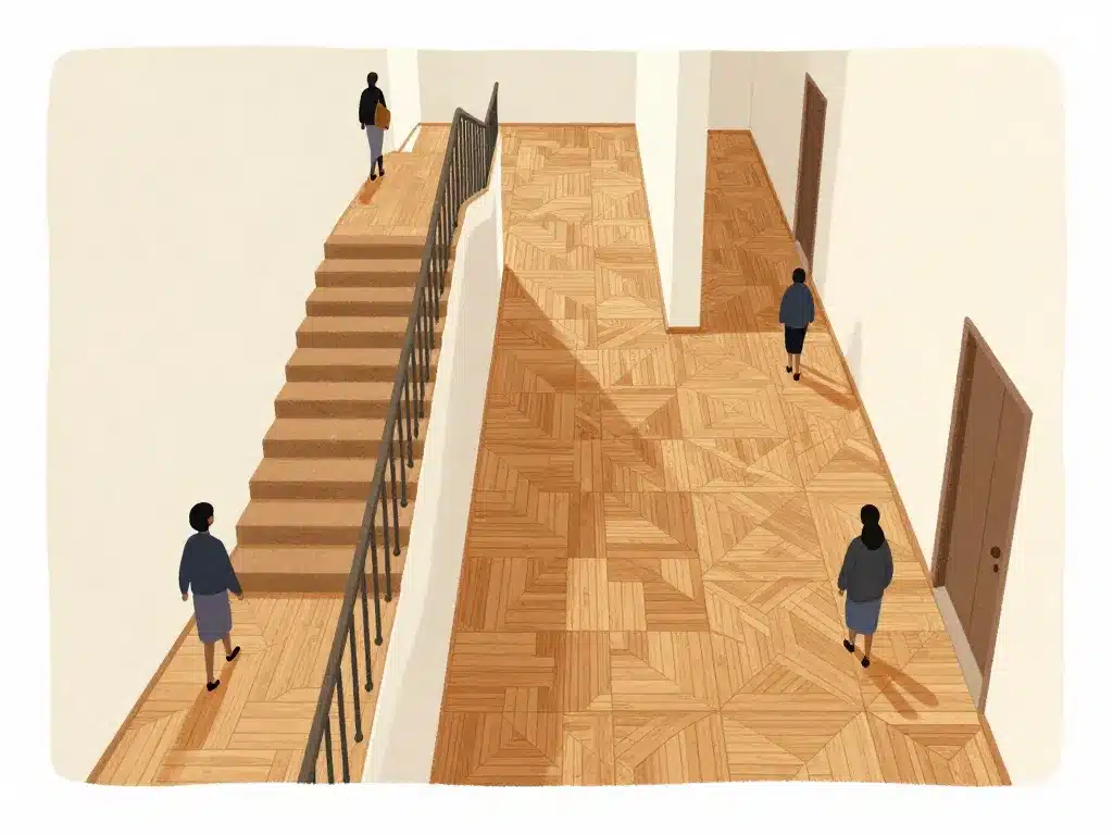 visuel sens pour poser le parquet couloir escalier