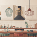 vue d'ensemble de suspensions cuisine originale dans une cuisine moderne