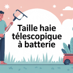 taille haie télescopique à batterie utilisé dans un jardin