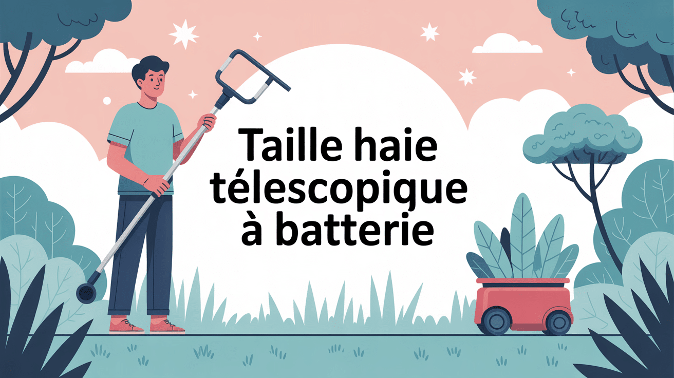 taille haie télescopique à batterie utilisé dans un jardin