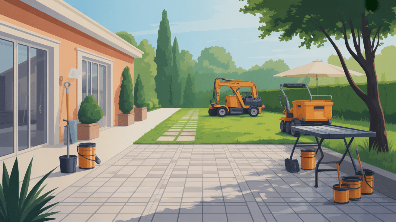 tarif pose pavé m2 illustration extérieur allée et terrasse