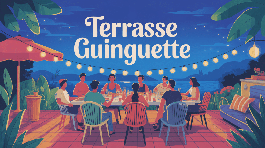 illustration terrasse guinguette festive été