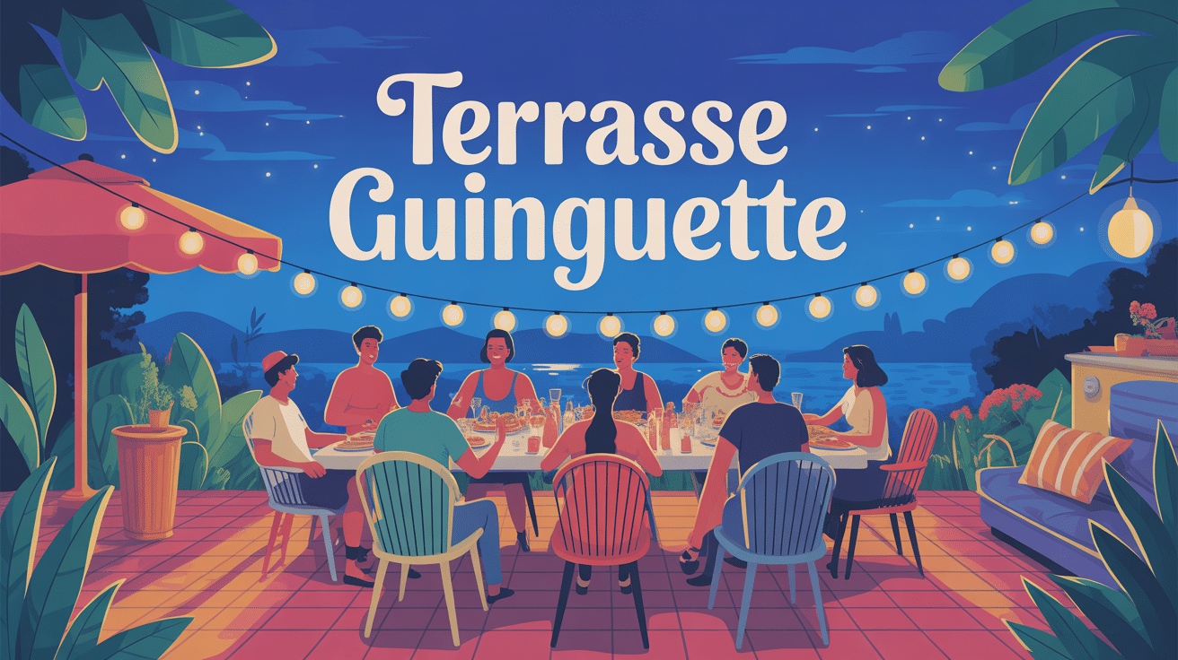 illustration terrasse guinguette festive été