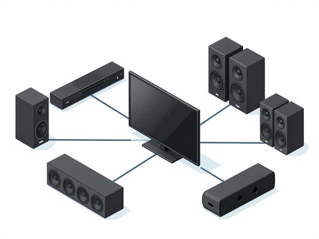 Schéma types boss home theater autour TV