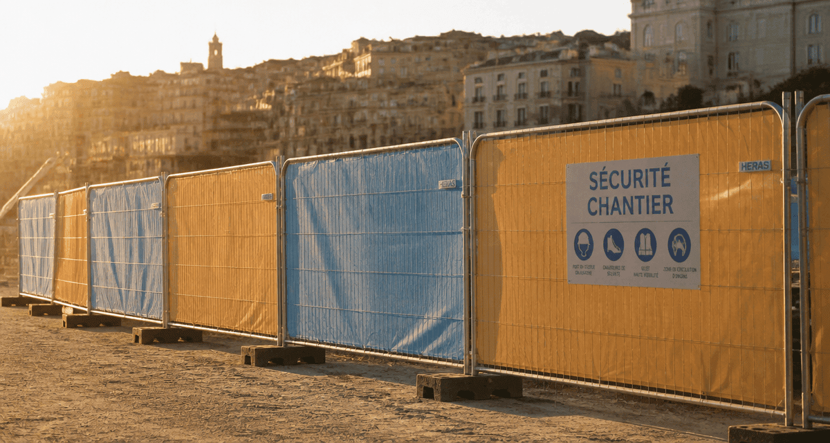 barriere heras acier chantier mediterraneen