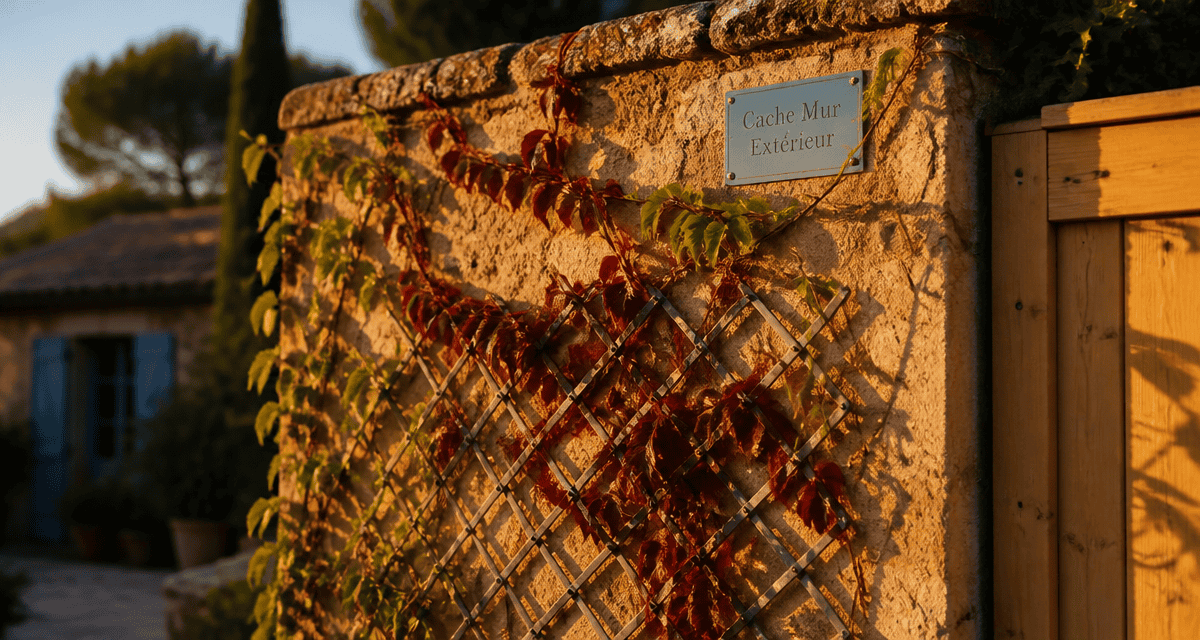 cache mur extérieur végétalisé et panneau bois jardin