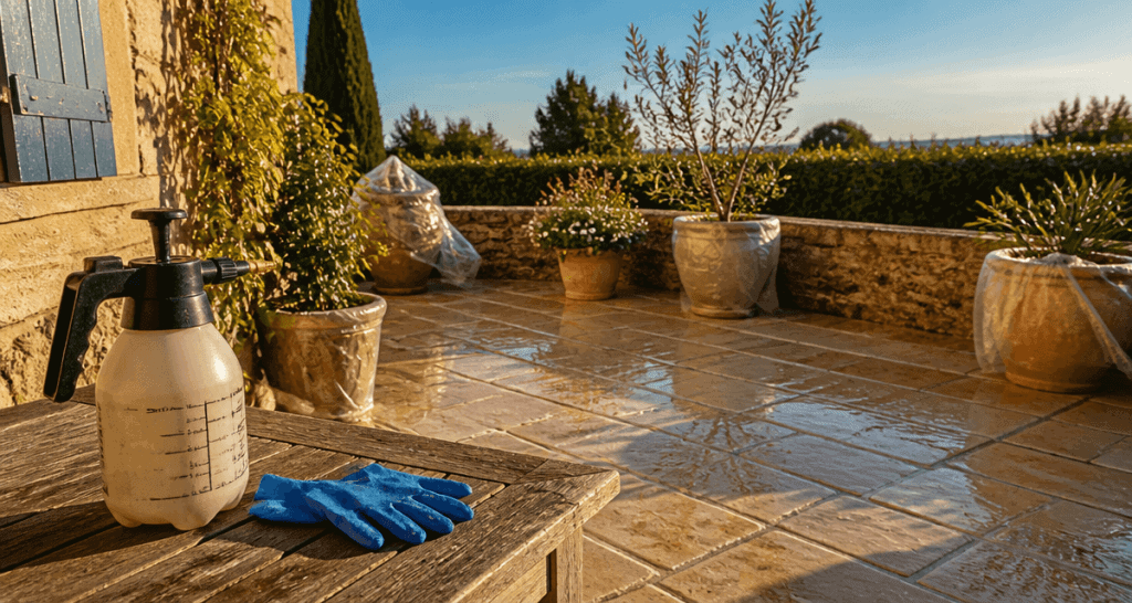 dilution javel 9 6 pour nettoyage terrasse, terrasse pierre propre