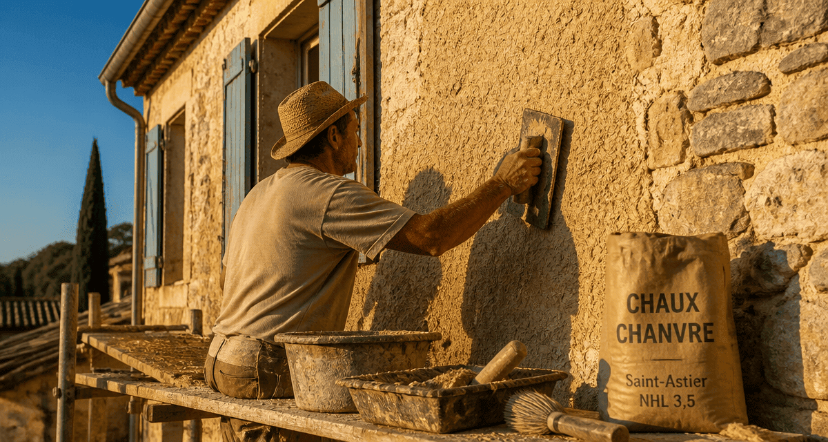 enduit chaux chanvre exterieur applique sur facade