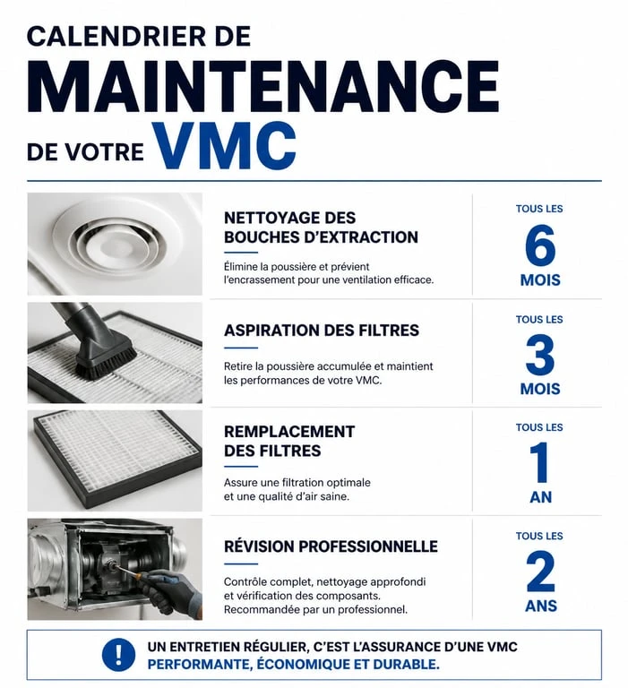 Calendrier et étapes de maintenance VMC pour un air intérieur sain