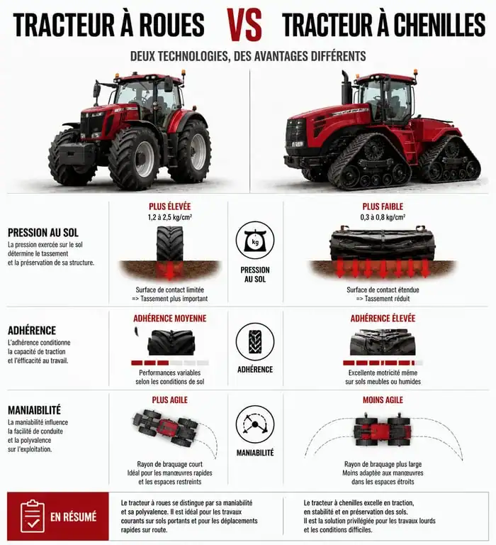 Comparatif technique tracteur à chenille vs tracteur à roues