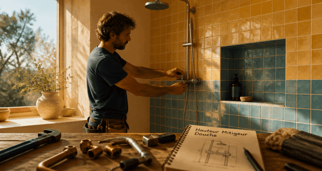 hauteur mitigeur douche artisan ajuste